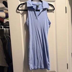 Wild Fable Light Blue Ribbed Collared Tank Dress